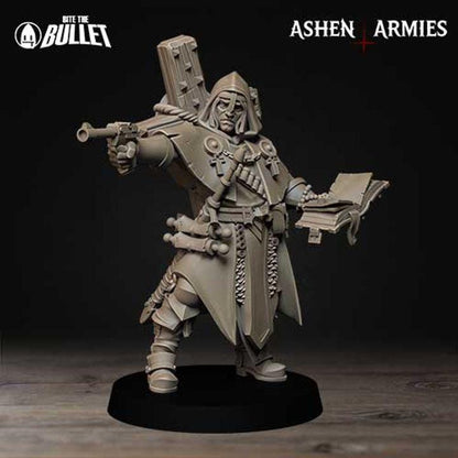 Trench Cleric - Bullet Crusade - 32mm, 35mm Scale - Unpainted Miniature for DnD, Pathfinder, Tabletop RPGs - Bite the Bullet