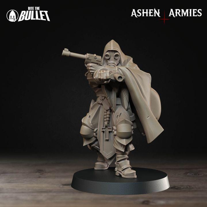 Sniper Cleric - Bullet Crusade - 32mm, 35mm Scale - Unpainted Miniature for DnD, Pathfinder, Tabletop RPGs - Bite the Bullet