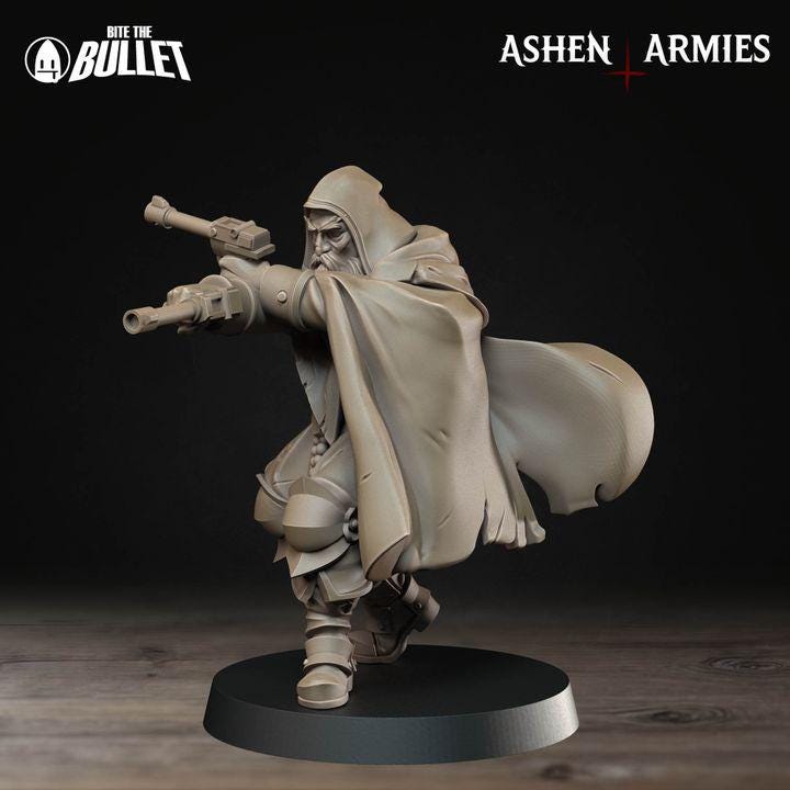 Sniper Cleric - Bullet Crusade - 32mm, 35mm Scale - Unpainted Miniature for DnD, Pathfinder, Tabletop RPGs - Bite the Bullet