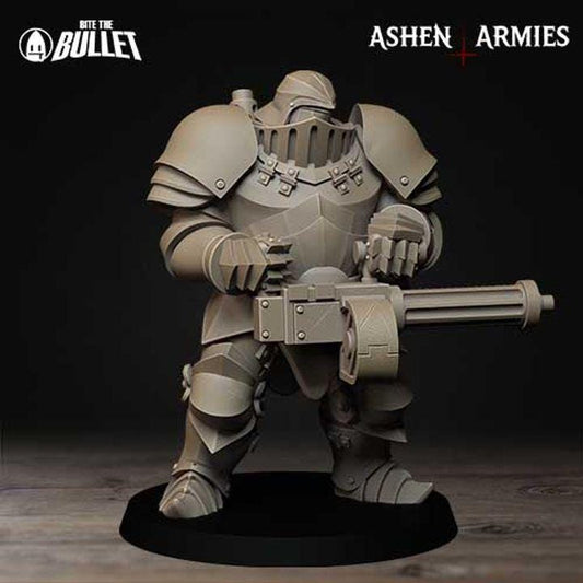 Mechanized Heavy Infantry - Bullet Crusade - 32mm, 35mm Scale - Unpainted Miniature for DnD, Pathfinder, Tabletop RPGs - Bite the Bullet