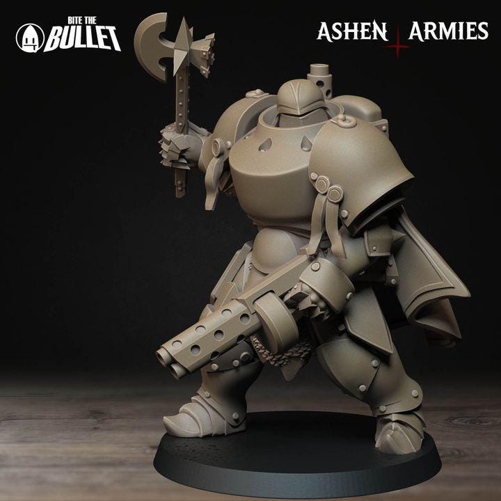 Heavy Infantry with Shotgun - Bullet Crusade - 32mm, 35mm Scale - Unpainted Miniature for DnD, Pathfinder, Tabletop RPGs - Bite the Bullet