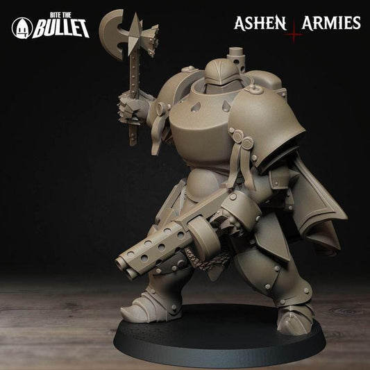 Heavy Infantry with Shotgun - Bullet Crusade - 32mm, 35mm Scale - Unpainted Miniature for DnD, Pathfinder, Tabletop RPGs - Bite the Bullet