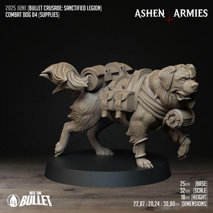 Combat Dogs - Bullet Crusade - 32mm, 35mm Scale - Unpainted Miniature for DnD, Pathfinder, Tabletop RPGs - Bite the Bullet