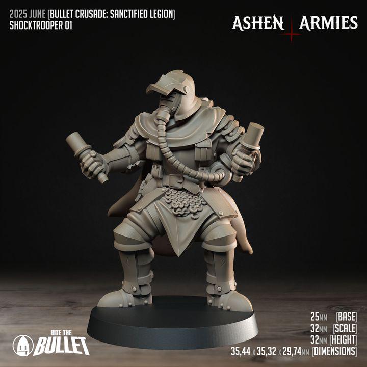 Shock Troopers - Bullet Crusade - 32mm, 35mm Scale - Unpainted Miniature for DnD, Pathfinder, Tabletop RPGs - Bite the Bullet