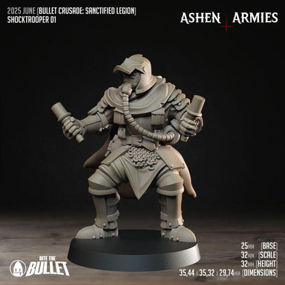 Shock Troopers - Bullet Crusade - 32mm, 35mm Scale - Unpainted Miniature for DnD, Pathfinder, Tabletop RPGs - Bite the Bullet