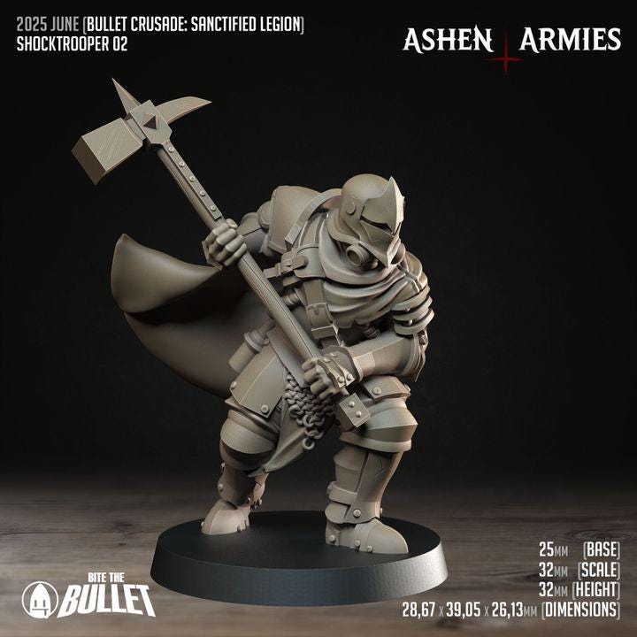 Shock Troopers - Bullet Crusade - 32mm, 35mm Scale - Unpainted Miniature for DnD, Pathfinder, Tabletop RPGs - Bite the Bullet