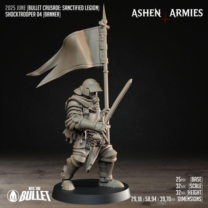 Shock Troopers - Bullet Crusade - 32mm, 35mm Scale - Unpainted Miniature for DnD, Pathfinder, Tabletop RPGs - Bite the Bullet