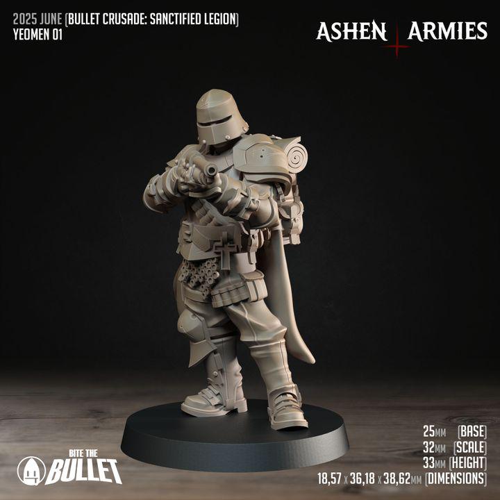 Yeoman - Bullet Crusade - 32mm, 35mm Scale - Unpainted Miniature for DnD, Pathfinder, Tabletop RPGs - Bite the Bullet