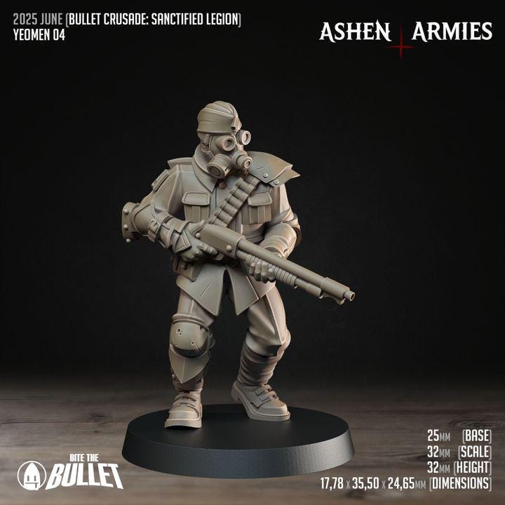 Yeoman - Bullet Crusade - 32mm, 35mm Scale - Unpainted Miniature for DnD, Pathfinder, Tabletop RPGs - Bite the Bullet