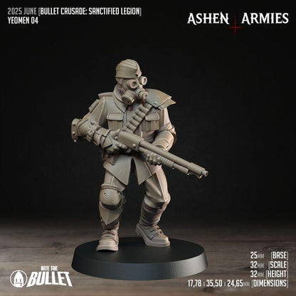 Yeoman - Bullet Crusade - 32mm, 35mm Scale - Unpainted Miniature for DnD, Pathfinder, Tabletop RPGs - Bite the Bullet