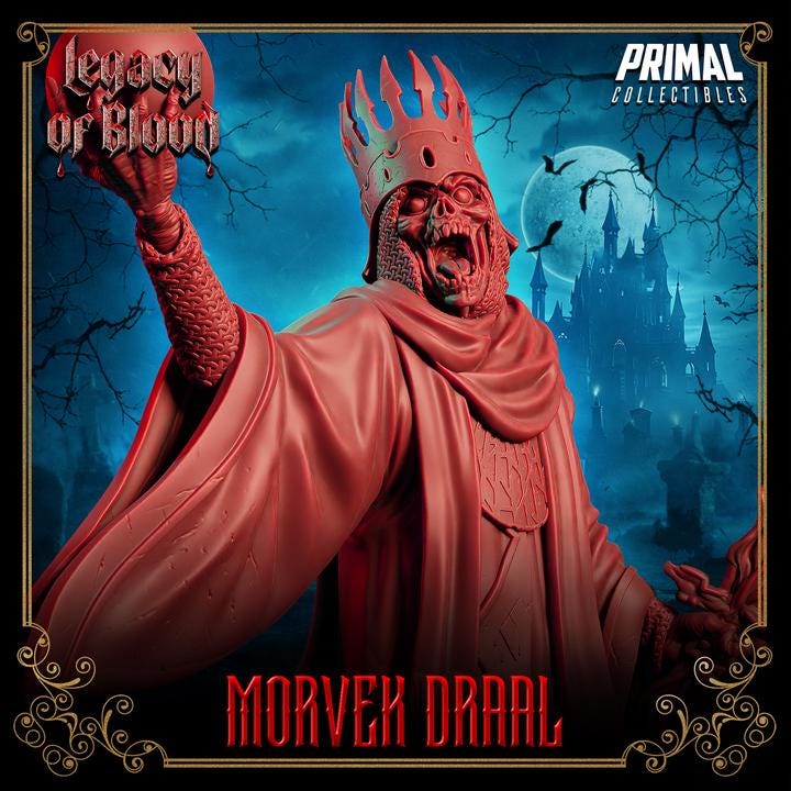 Darklord, Morvek Draal, Legacy of Blood - 28mm, 32mm, 75mm Scale - Unpainted Miniature for DnD, Pathfinder, Tabletop RPGs