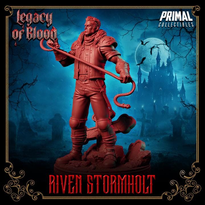Riven Stormholt, Legacy of Blood - 28mm, 32mm, 75mm Scale - Unpainted Miniature for DnD, Pathfinder, Tabletop RPGs - Primal Collectibles