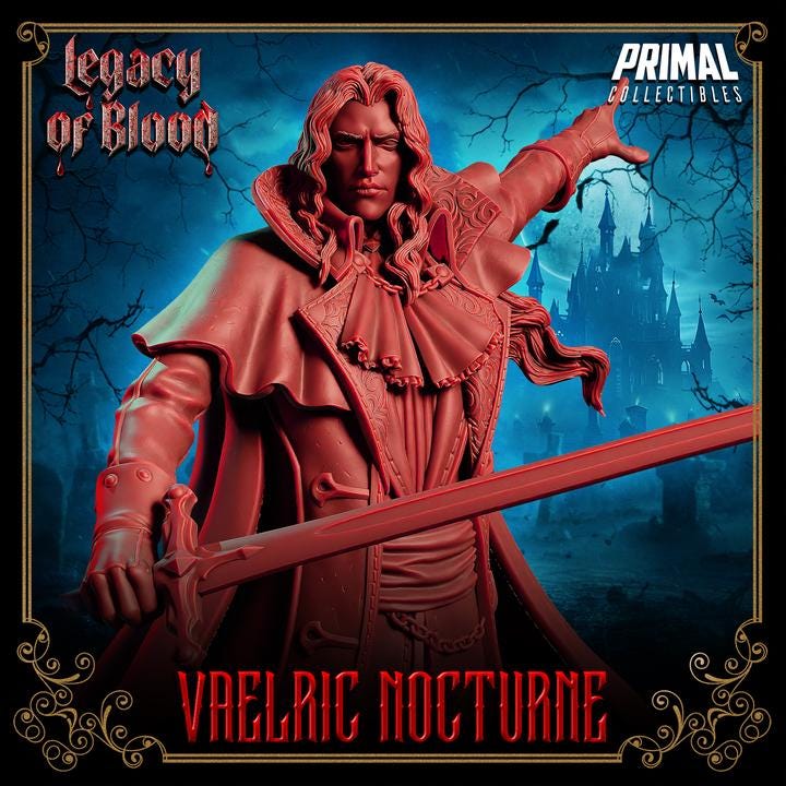 Dampyr, Vaelric Nocturne, Legacy of Blood - 28mm, 32mm, 75mm Scale - Unpainted Miniature for DnD, Pathfinder, Tabletop RPGs