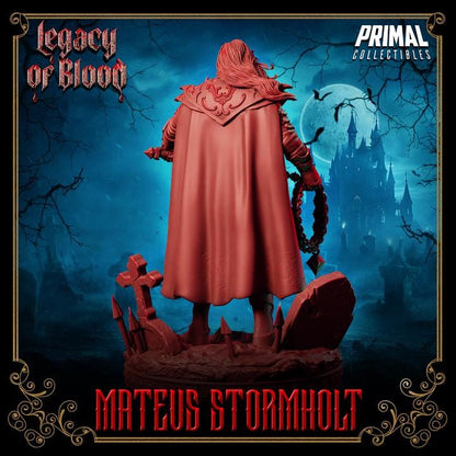 Mateus Stormholt, Legacy of Blood - 28mm, 32mm, 75mm Scale - Unpainted Miniature for DnD, Pathfinder, Tabletop RPGs - Primal Collectibles