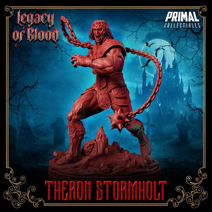 Theron Stormholt, Legacy of Blood - 28mm, 32mm, 75mm Scale - Unpainted Miniature for DnD, Pathfinder, Tabletop RPGs - Primal Collectibles