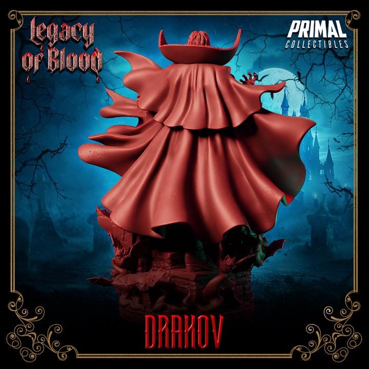 Vampire Lord, Drakov, Legacy of Blood - 28mm, 32mm, 75mm Scale - Unpainted Miniature for DnD, Pathfinder, Tabletop RPGs