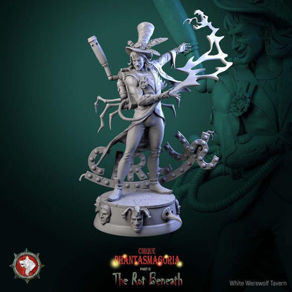 Voltaire Vox, Sorcerer of Spark & Steam - 32mm, 75mm Scale - Unpainted Miniature for DnD, Pathfinder, Tabletop RPGs - White Werewolf Tavern