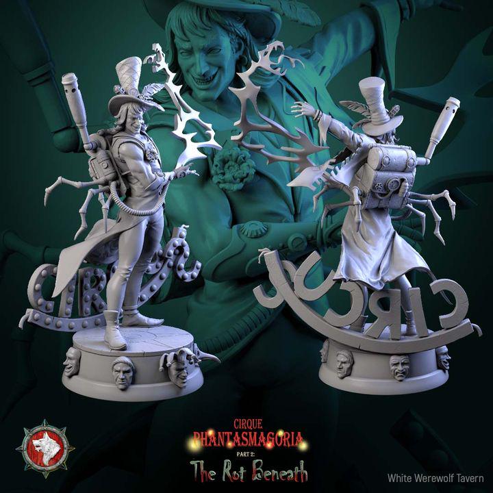 Voltaire Vox, Sorcerer of Spark & Steam - 32mm, 75mm Scale - Unpainted Miniature for DnD, Pathfinder, Tabletop RPGs - White Werewolf Tavern