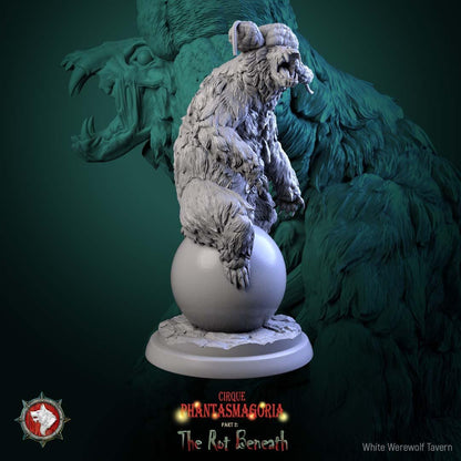 Rotting Riders, Zombie Bears, Horror Carnival - 32mm Scale - Unpainted Miniature for DnD, Pathfinder, Tabletop RPGs, and Dioramas