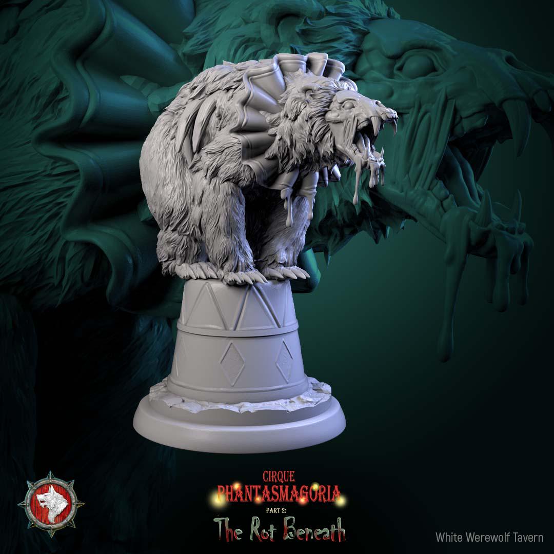 Rotting Riders, Zombie Bears, Horror Carnival - 32mm Scale - Unpainted Miniature for DnD, Pathfinder, Tabletop RPGs, and Dioramas