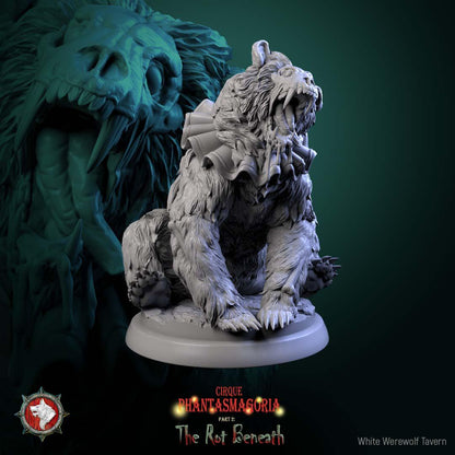 Rotting Riders, Zombie Bears, Horror Carnival - 32mm Scale - Unpainted Miniature for DnD, Pathfinder, Tabletop RPGs, and Dioramas