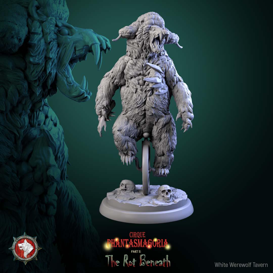 Rotting Riders, Zombie Bears, Horror Carnival - 32mm Scale - Unpainted Miniature for DnD, Pathfinder, Tabletop RPGs, and Dioramas