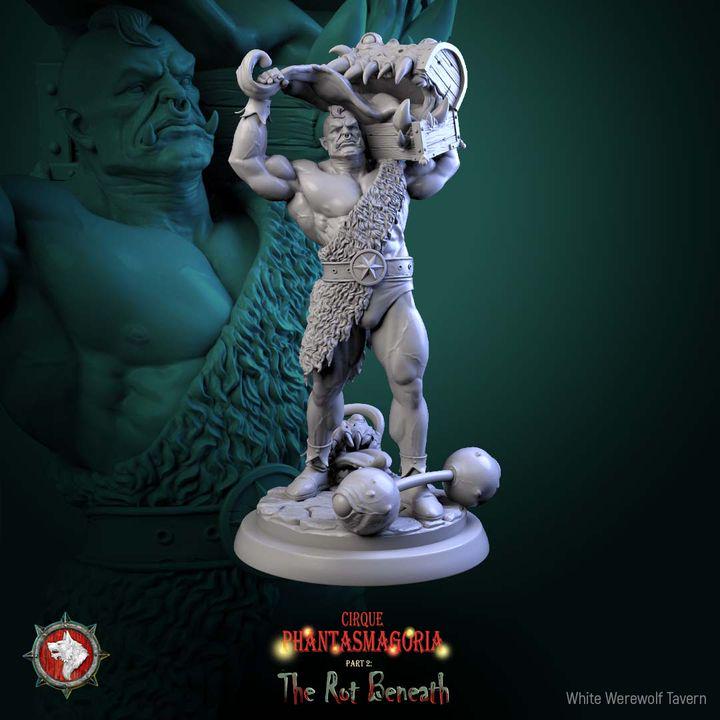 Green Behemoths, Carnival Strongmen - 32mm Scale - Unpainted Miniature for DnD, Pathfinder, Tabletop RPGs - White Werewolf Tavern