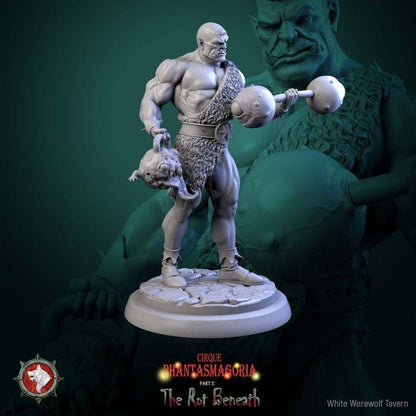 Green Behemoths, Carnival Strongmen - 32mm Scale - Unpainted Miniature for DnD, Pathfinder, Tabletop RPGs - White Werewolf Tavern