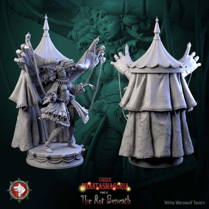 Mimette, Marionette Maiden - 32mm, 75mm Scale - Unpainted Miniature for DnD, Pathfinder, Tabletop RPGs - White Werewolf Tavern