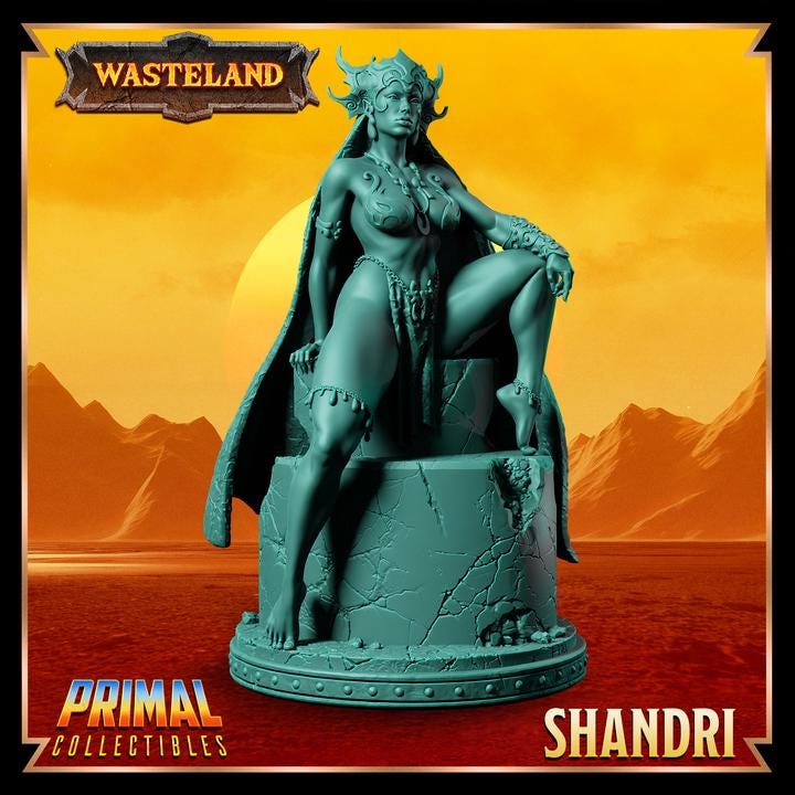 Sorcerer Queen, Shandri - 28mm, 32mm, 75mm Scale - Unpainted Miniature for DnD, Pathfinder, Tabletop RPGs & Dioramas - Primal Collectibles