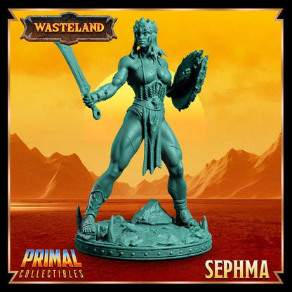 Human Gladiator, Sephma - 28mm, 32mm, 75mm Scale - Unpainted Miniature for DnD, Pathfinder, Tabletop RPGs &d Dioramas - Primal Collectibles