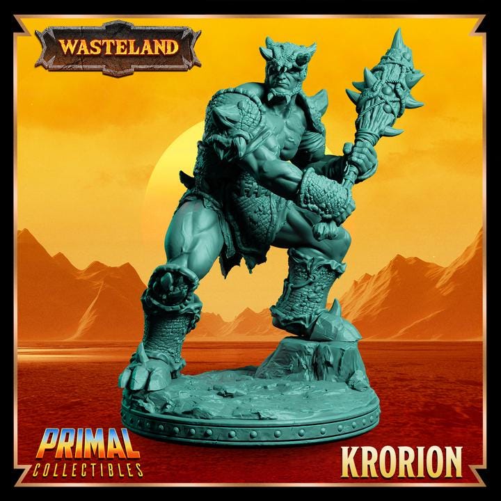 Human Gladiator, Krorion - 28mm, 32mm, 75mm Scale - Unpainted Miniature for DnD, Pathfinder, Tabletop RPGs & Dioramas - Primal Collectibles