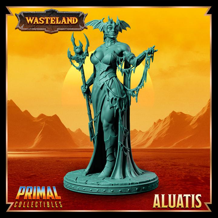 Human Warlock, Aluatis - 28mm, 32mm, 75mm Scale - Unpainted Miniature for DnD, Pathfinder, Tabletop RPGs &d Dioramas - Primal Collectibles