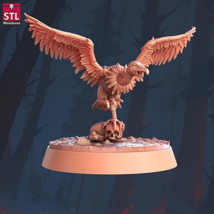 Vultures - 32mm Scale - Unpainted Miniature for DnD, Pathfinder, Tabletop RPGs - STL Miniatures