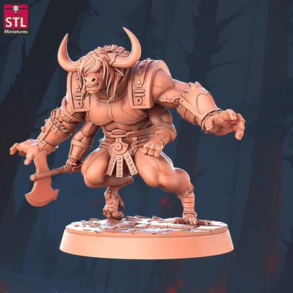 Four Armed Minotaur - 32mm Scale - Unpainted Miniature for DnD, Pathfinder, Tabletop RPGs - STL Miniatures