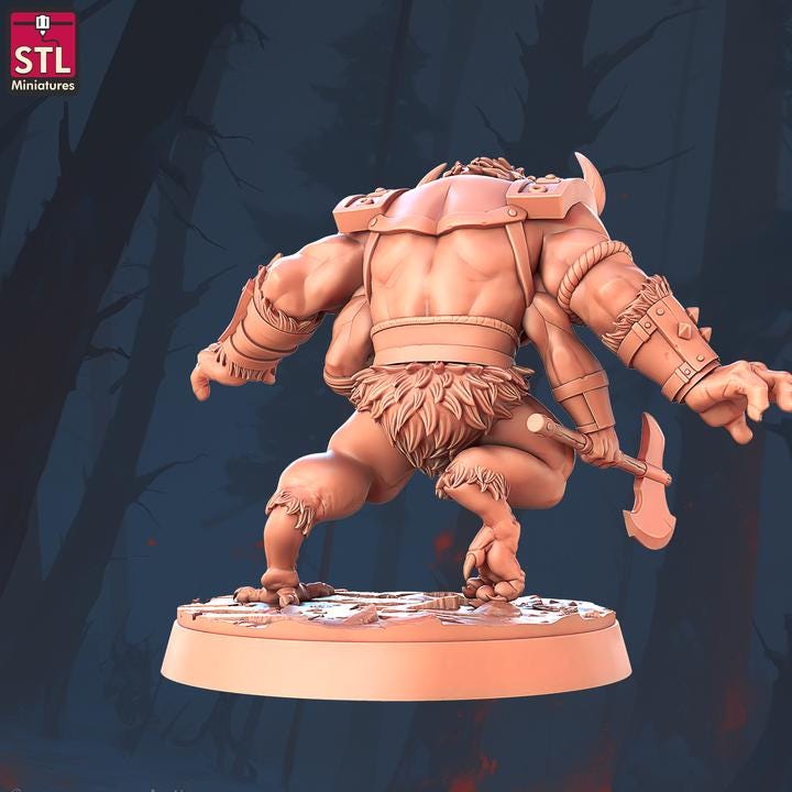 Four Armed Minotaur - 32mm Scale - Unpainted Miniature for DnD, Pathfinder, Tabletop RPGs - STL Miniatures