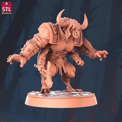 Four Armed Minotaur - 32mm Scale - Unpainted Miniature for DnD, Pathfinder, Tabletop RPGs - STL Miniatures