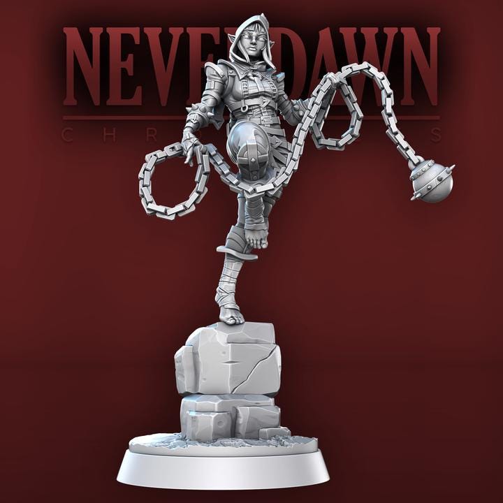 Bella Myst, Human Monk - Shadowstalkers Set - Neverdawn Chronicles - 32mm Scale - Unpainted Miniature for DnD, Pathfinder, Tabletop RPGs