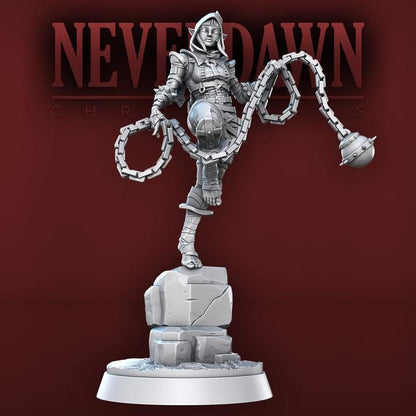 Bella Myst, Human Monk - Shadowstalkers Set - Neverdawn Chronicles - 32mm Scale - Unpainted Miniature for DnD, Pathfinder, Tabletop RPGs