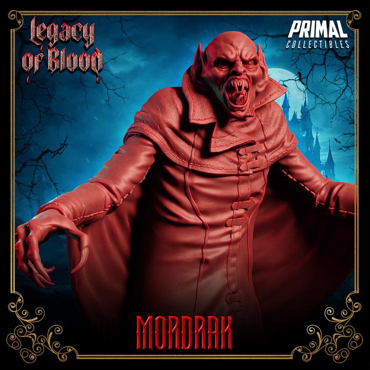 Creepy Vampire, Mordrak, Legacy of Blood - 28mm, 32mm, 75mm Scale - Unpainted Miniature for DnD, Pathfinder, Tabletop RPGs