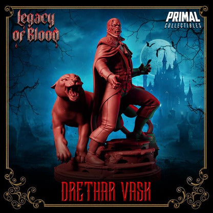 Vampire Baron, Drethar Vask, Legacy of Blood - 28mm, 32mm, 75mm Scale - Unpainted Miniature for DnD, Pathfinder, Tabletop RPGs