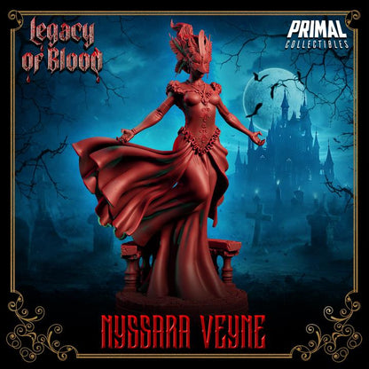 Vampire Duchess, Nyssara Veyne Legacy of Blood - 28mm, 32mm, 75mm Scale - Unpainted Miniature for DnD, Pathfinder, Tabletop RPGs