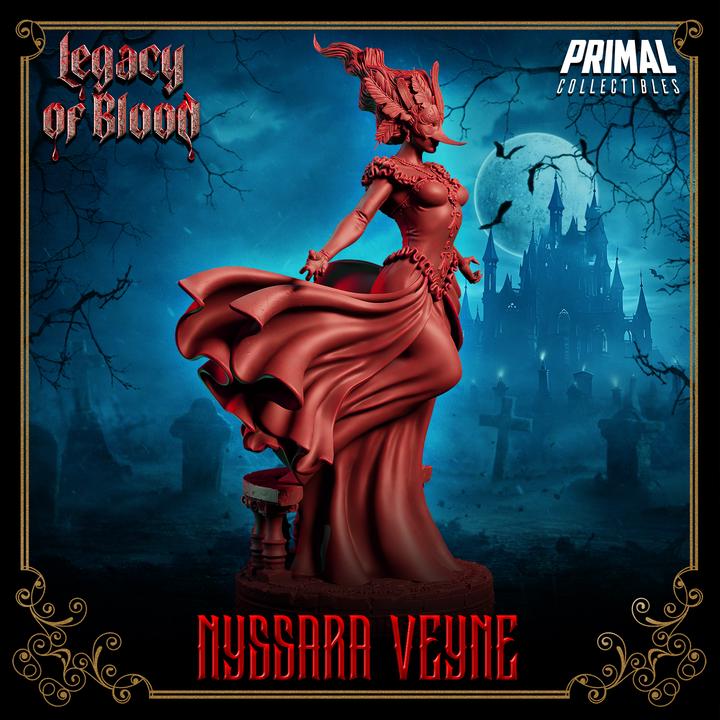 Vampire Duchess, Nyssara Veyne Legacy of Blood - 28mm, 32mm, 75mm Scale - Unpainted Miniature for DnD, Pathfinder, Tabletop RPGs