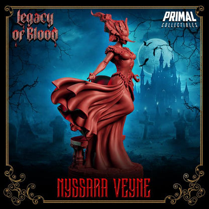 Vampire Duchess, Nyssara Veyne Legacy of Blood - 28mm, 32mm, 75mm Scale - Unpainted Miniature for DnD, Pathfinder, Tabletop RPGs