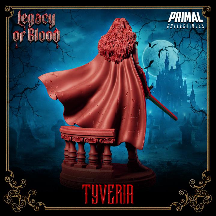 Paladin Tyveria, Legacy of Blood - 28mm, 32mm, 75mm Scale - Unpainted Miniature for DnD, Pathfinder, Tabletop RPGs - Primal Collectibles