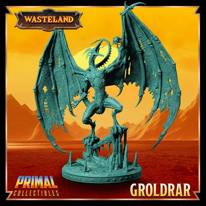 Winged Draconian Sorcerer, Groldrar, Wasteland Set - 28mm, 32mm, 75mm Scale - Unpainted Miniature for DnD, Pathfinder, Tabletop RPGs