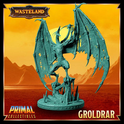 Winged Draconian Sorcerer, Groldrar, Wasteland Set - 28mm, 32mm, 75mm Scale - Unpainted Miniature for DnD, Pathfinder, Tabletop RPGs