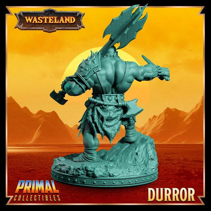 Male Dwarf Barbarian, Durror - Wasteland Set - 28mm, 32mm, 75mm Scale - Unpainted Miniature for DnD, Pathfinder, Tabletop RPGs