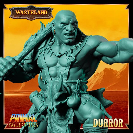 Male Dwarf Barbarian, Durror - Wasteland Set - 28mm, 32mm, 75mm Scale - Unpainted Miniature for DnD, Pathfinder, Tabletop RPGs