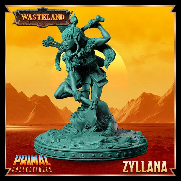 Female Halfling Hunter, Zyllana - Wasteland Set - 28mm, 32mm, 75mm Scale - Unpainted Miniature for DnD, Pathfinder, Tabletop RPGs